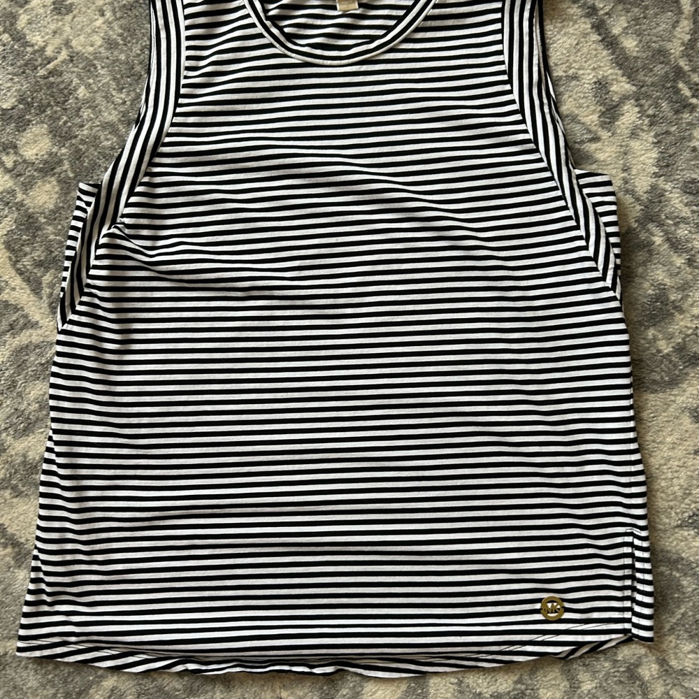 Michael Kors Black & White Striped Tank Top – Size Large